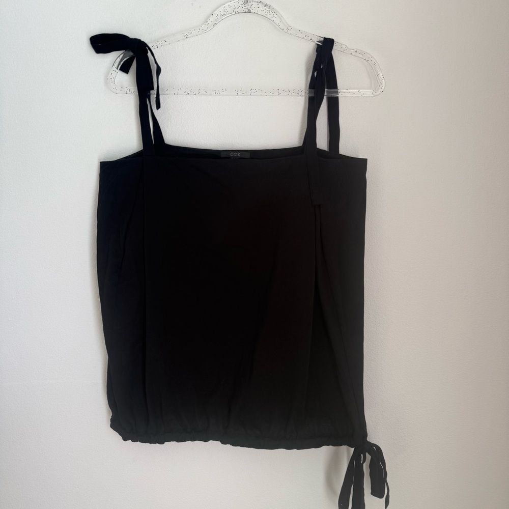 COS Square Neckline Black Tie-Shoulder Tank Top Size S